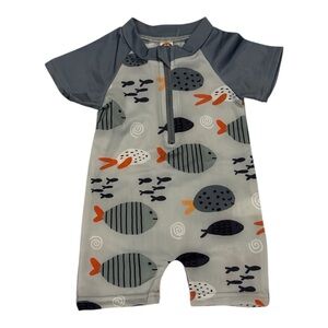 Fish Print swim  NWOT light grey